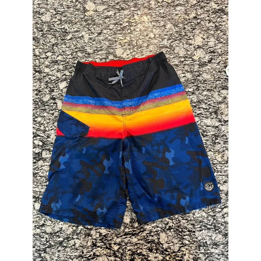 ZeroXposur Epic Swim Trunk Boys XL(18-20) Multicolor Sunset Gradient Stripe Surf